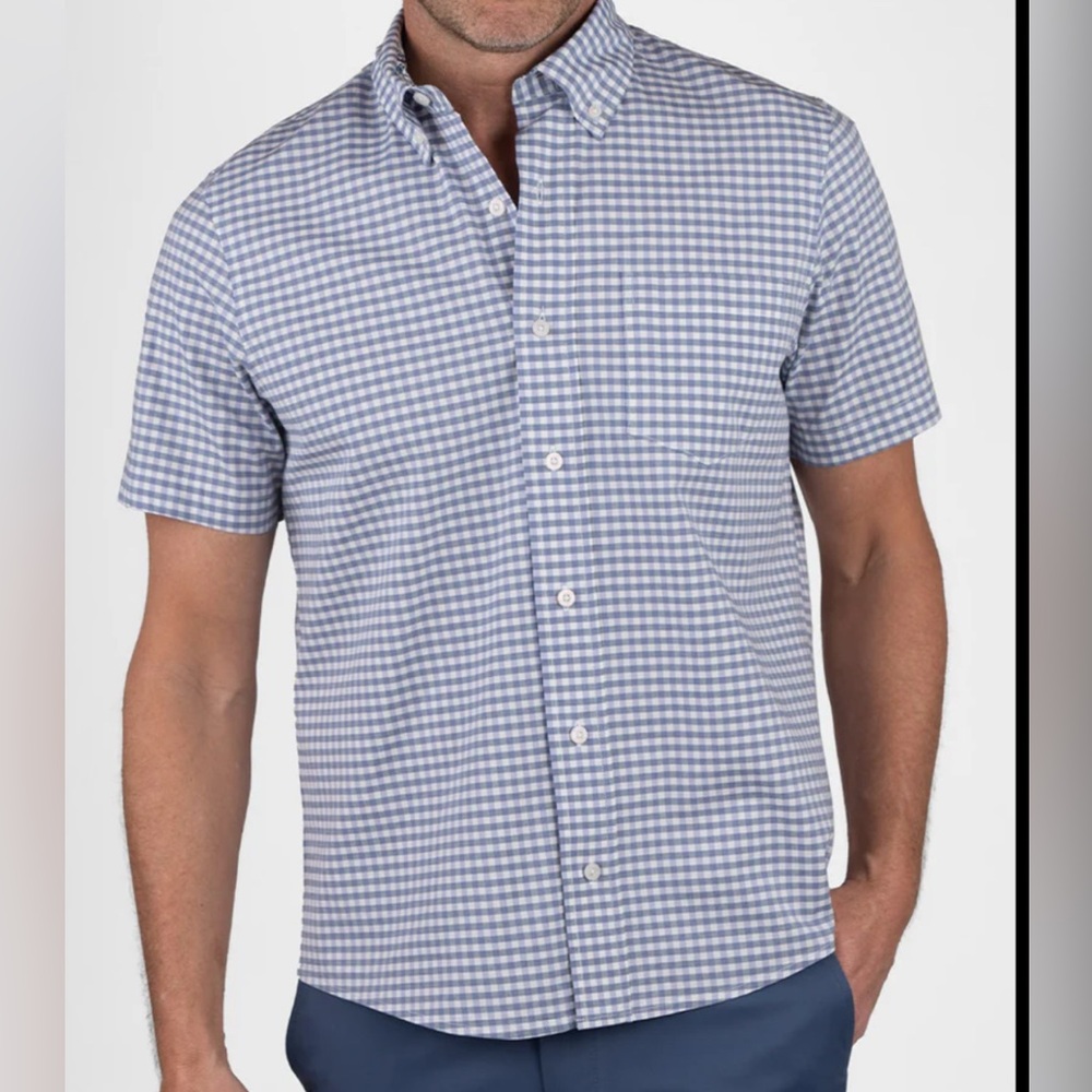NWT Tailor Vintage Blue and White Checkered Casual Button Down Shirt sz M